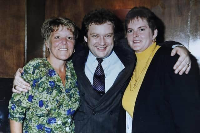 Billy Sibbald with his sister Janice (left) and Lorraine in 1991