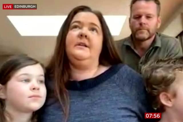 Karen McCabe has been reunited with her family. Credit: BBC