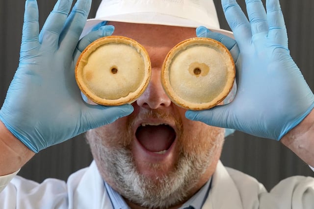 Judge Jason Ross at the 2022 World Scotch Pie Championship at Carnegie Conference Centre, Dunfermline.