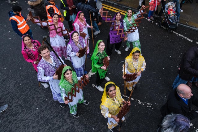 Edinburgh city centre streets were lit up with colour during the Diwali parade on Sunday.