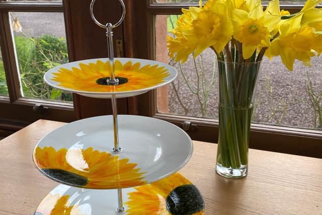 A sunflower cake stand - one of Susan's most popular buys since she started her business in October 2020 picture: Susan Cameron