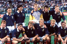 Craig Levein and Dave McPherson in Scotland's line-up for the 2-1 victory over Sweden at Italia '90. Picture: SNS