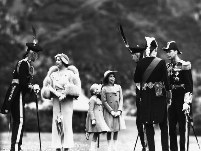 The Queen as an 11-year-old at Holyrood Palace, with her family on July 5, 1937.