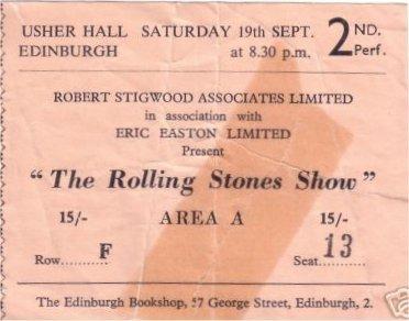 The legendary rock band have played Edinburgh a total of seven times throughout their long and illustrious history, and their first was back on 19 September, 1964, at the Usher Hall.With a line-up comprising of Mick Jagger, Keith Richards, Brian Jones, Bill Wyman and Charlie Watts, the Stones played two short sets for fans, performing  Not Fade Away, I Just Want To Make Love To You, Walking The Dog, If You Need Me, Around and Around, I'm A King Bee, I'm Alright and It's All Over Now.