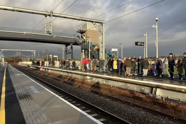 Crowds cheered as the first train pulled into the reopened East Linton station  - the first since the station closed in 1964.  Following a major £15m revamp supported by Scottish Government funding, the station has a new footbridge between its two platforms and a car park with 114 spaces. Scotrail will operate passenger services between Edinburgh and Dunbar and TransPennine Express between Edinburgh and Newcastle.