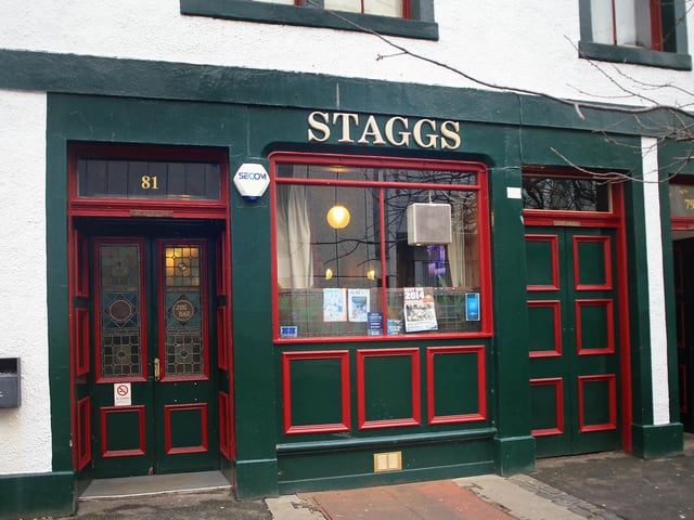 Also known as the Volunteer Arms, Staggs Bar in North High Street, Musselburgh, has been run by the same family since 1858. It won Scotland and Northern Ireland CAMRA Pub of the Year in 2018.