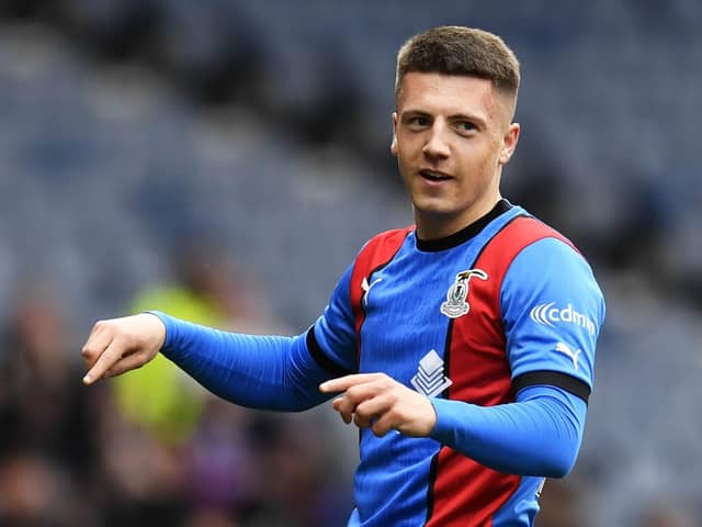 Dan MacKay celebrates after scoring to make it 2-0 Inverness in the Scottish Cup semi-final against Falkirk