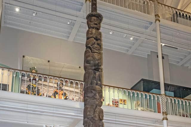 The House of Ni'isjoohl Memorial Pole has been on display in the National Museum of Scotland since 1930.