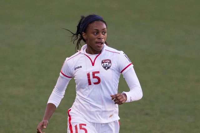 Liana Hinds in action for Trinidad and Tobago