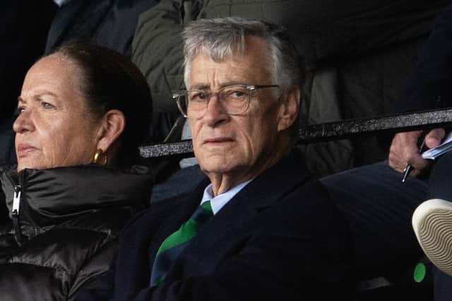 Hibs owner and chairman Ron Gordon was in attendance at Dens Park. Picture: SNS