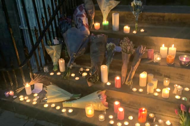 Candles and messages were left for Ashling Murphy. Picture: Kelly Crichton