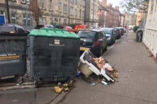 Not everyone is a fan of communal bins, like these on Leith Walk