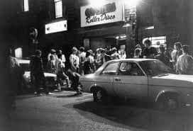 People leave a roller disco  gig at Coasters in 1979. Picture: Simon Clegg.