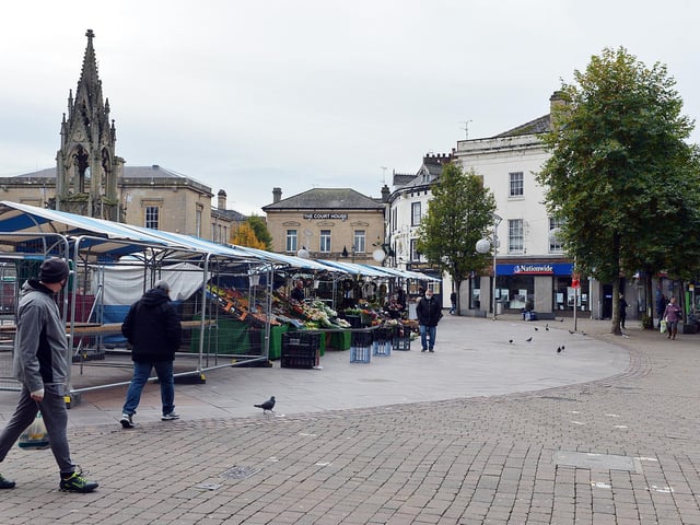 Empty market area on the first day of the new lockdown in Mansfield.