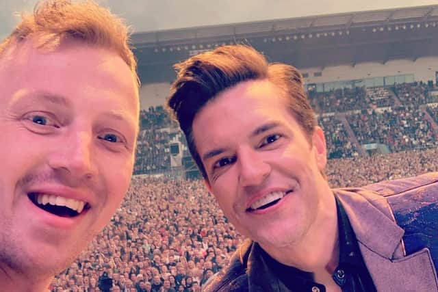 Kyle Grieve with Brandon Flowers and The Killers at Falkirk Stadium