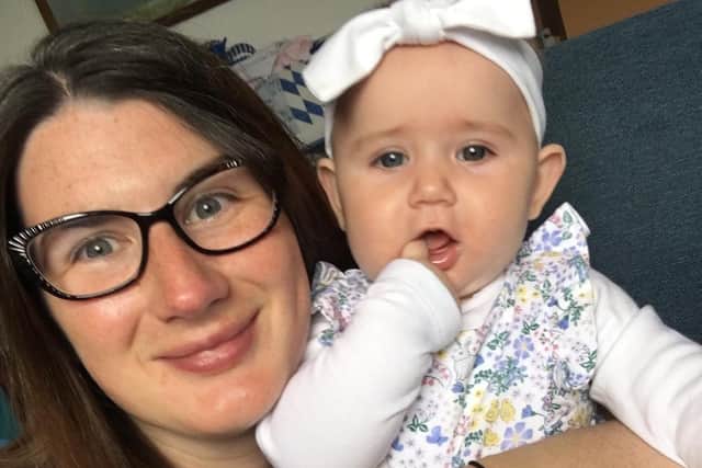Kirsty Gibbins with eight-month-old Flora
