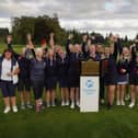 Captain Isla McCrone and the Midlothian players and caddies celebrate winning the Scottish Women's County Finals at Hilton Park. Picture: Scottish Golf