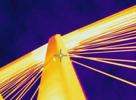 A thermal imaging camera image of the Queensferry Crossing from February 2020. (Picture: BEAR Scotland)