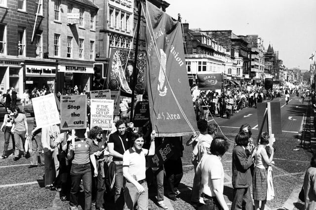 The Scottish Trades Union Congress (STUC) day of action in Princes Street, Edinburgh in May 1980.