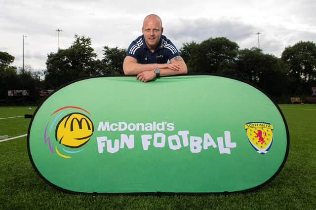Steven Naismith pictured during a McDonald's Football Fun session at Sir Alex Ferguson Park in Glasgow (Photo by Ross MacDonald / SNS Group)