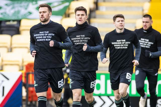 Players from Livingston and Hibs wore tribute t-shirts ahead of Saturday's game