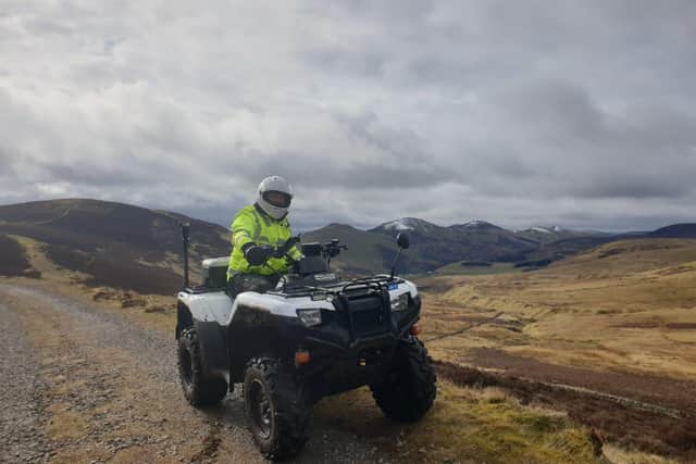 The force on quad patrol on The Pentland Hills (Photo: Police Scotland).
