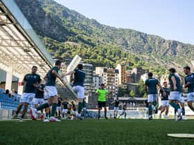 The Hibs squad are put through their paces ahead of the second leg against Santa Coloma in Andorra in July 2021