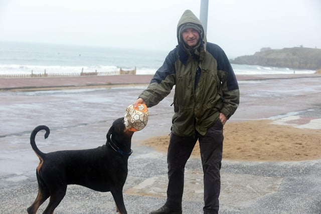 Phill with dog Eddie, who is ready to play!