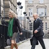 Scottish Green co-leaders Patrick Harvie and Lorna Slater arrive at Bute House, Charlotte Square,  to meet First Minister Nicola Sturgeon