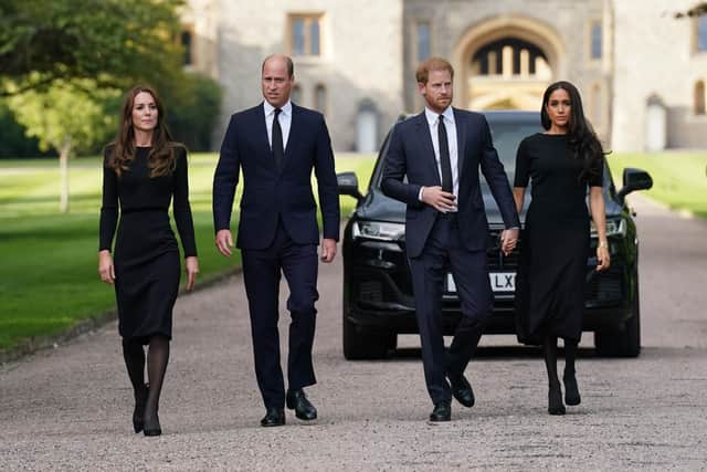 Catherine, Princess of Wales, Prince William, Prince of Wales, Prince Harry, Duke of Sussex, and Meghan, Duchess of Sussex, pictured at Windsor Castle last year (Picture: Kirsty O'Connor/WPA pool/Getty Images)