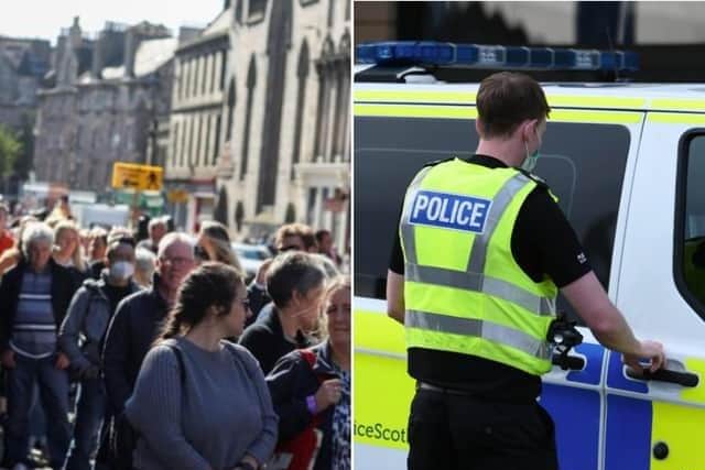 Several arrests were made over as thousands arrived in Edinburgh to witness the Queen’s coffin