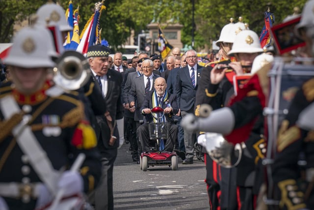 Falklands veterans and members of the wider armed forces community, remember the 40th anniversary of the end of the conflict, during a parade and service of remembrance in Edinburgh.