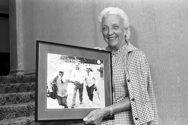 Lady Bader, wife of the World War II fighter pilot Douglas Bader who lost both legs in action, in Edinburgh in July 1986.