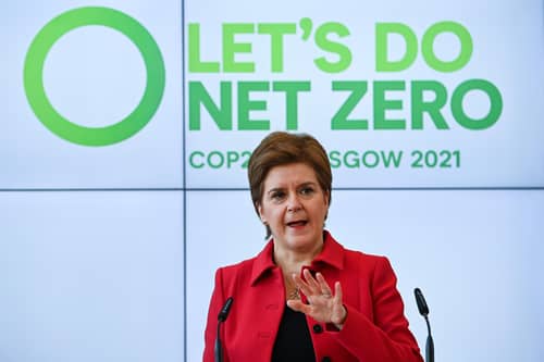 Nicola Sturgeon delivers a keynote speech at Strathclyde University on the green revolution in 2021