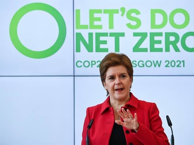 Nicola Sturgeon delivers a keynote speech at Strathclyde University on the green revolution in 2021