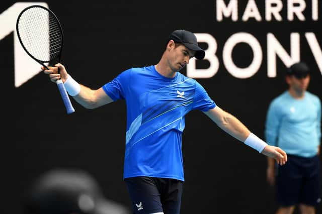 Andy Murray shows his frustration after losing in three sets to Facundo Bagnis in Melbourne.
