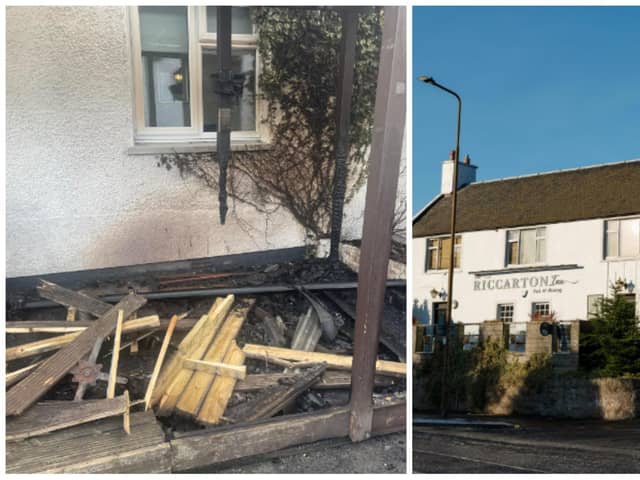 Fire crews rushed to The Riccarton Inn in Edinburgh after a blaze out in the outdoor smoking area. Photos: The Riccarton Inn