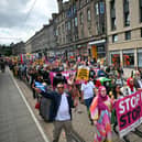Protesters marched down Leith Walk to protest against racism after recent attacks