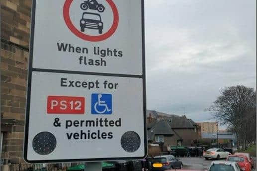 The road sign warns drives not to enter the zone when the lights are flashing.  Picture: Police Scotland.