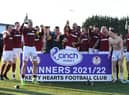 Kelty Hearts players celebrate as they win the League 2 title with a 1-0 win over Stenhousemuir.