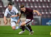 Harry Cochrane pictured during his only senior competitive appearance for Hearts in 2020 - the 3-1 win over Raith Rovers in the Betfred Cup - at Tynecastle Park, on October 13 (Photo by Bill Murray / SNS Group)