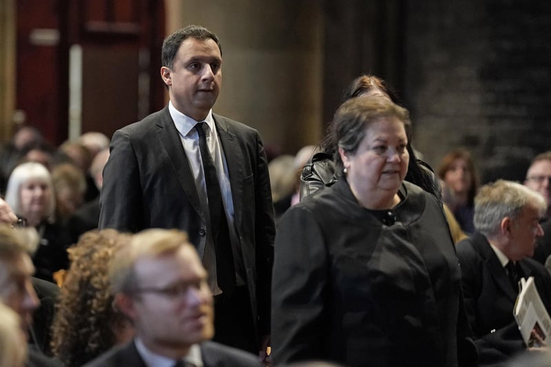 Scottish Labour leader Anas Sarwar and Scottish Labour Party deputy leader Dame Jackie Baillie at the memorial service for Alistair Darling in Edinburgh.