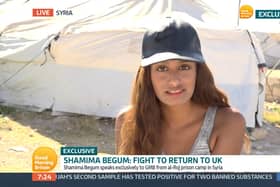 A screen grab taken from ITV of Shamima Begum speaking to Good Morning Britain from the al-Roj prison camp in Syria. Picture: ITV
