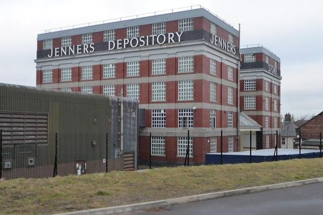 The Jenners Depository was constructed in 1925 at Balgreen. The B-listed building was sold in 2005 and is now a self storage facility.