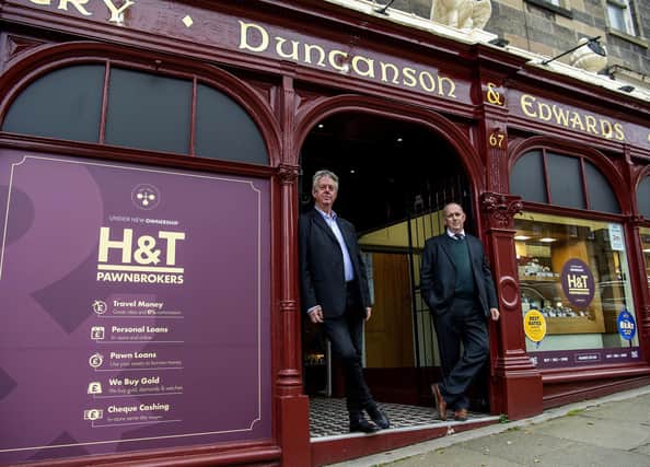 Original owner and landlord Edward Fox has passed the keys to Jon Adnitt, H&T's property director





Edward Fox, original owner oof Duncan and Edwards and landlord, JOn Adnit Property Director of H & T Pawnbrokers



Duncanson & Edwards pawnbroker 

 is being taken over by Harvey & Thompson pawnbrokers