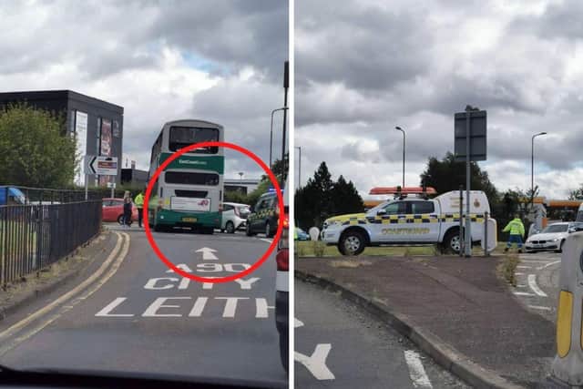 The scene of the crash on Crewe Toll roundabout. (Credit: Tenants & Residents in Muirhouse & Friends of West Pilton)