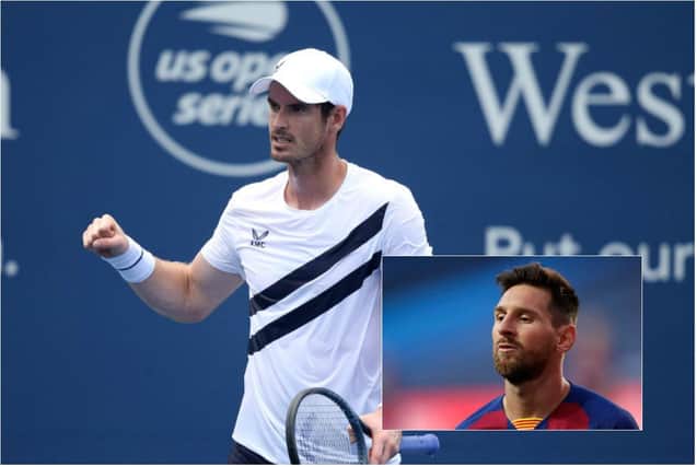 Andy Murray jokingly suggested that Lionel Messi (inset) was on his way to Hibs