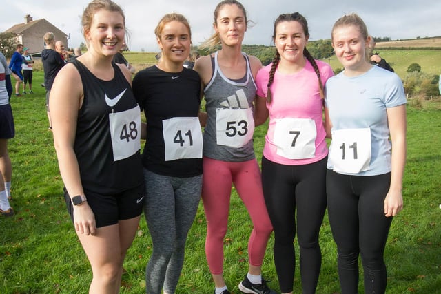 Selkirk's Abbie McIntosh, Iona Kellett, Emma Pearce, Katie Brydon and Maris Cawthorn before the race