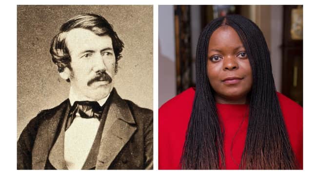 Dr David Livingstone and author and scholar Petina Gappah,  from Zimbabwe, who is working to decolonise the story of revered Scots explorer for the Livingstone Birthplace Museum in Blantyre. PIC: CC/Henry Hakulandaba.