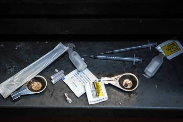 Discarded paraphernalia used by drug users
Photo by ANDY BUCHANAN/AFP via Getty Images)
